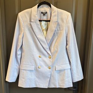 J. Crew Women's Baby Blue Linen Blazer with Gold Buttons | NWT - NEVER WORN! | ✨